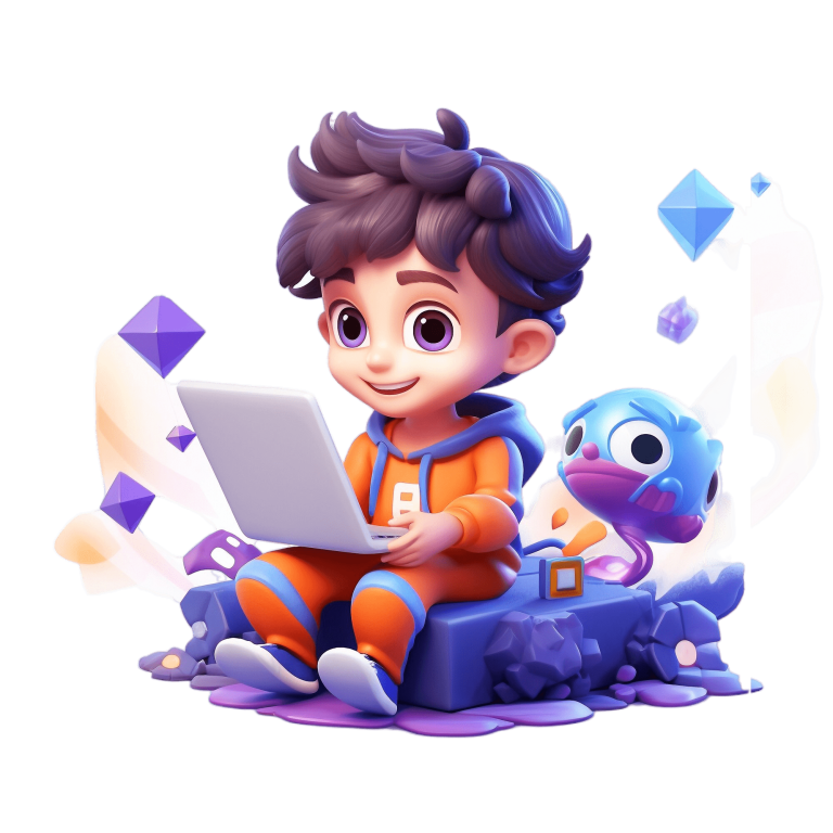 3d rendering kid playing online min
